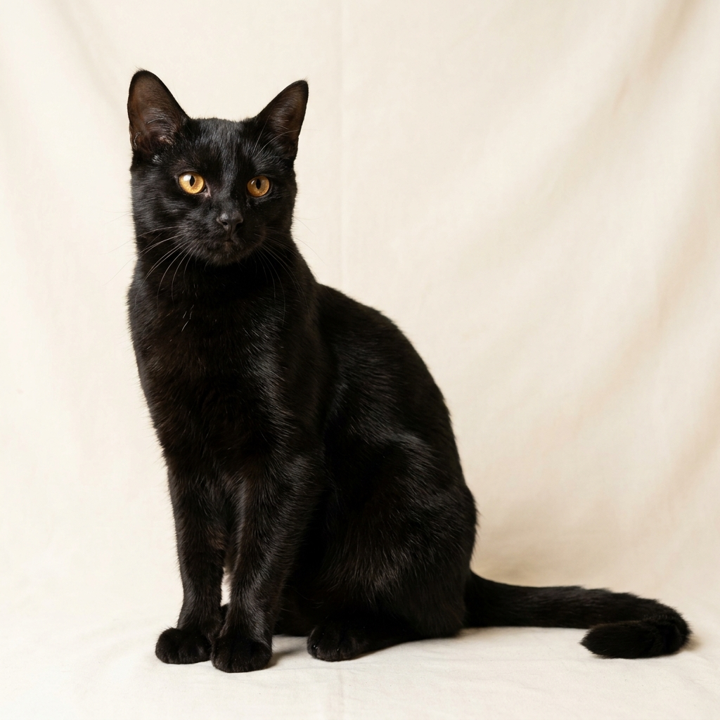 Solid black cat color picture