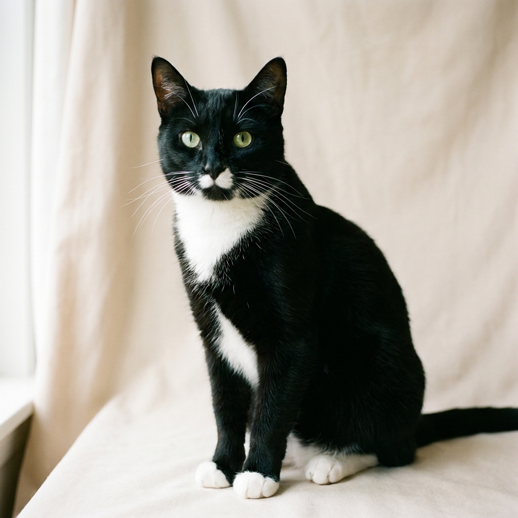 Black and white cat color picture