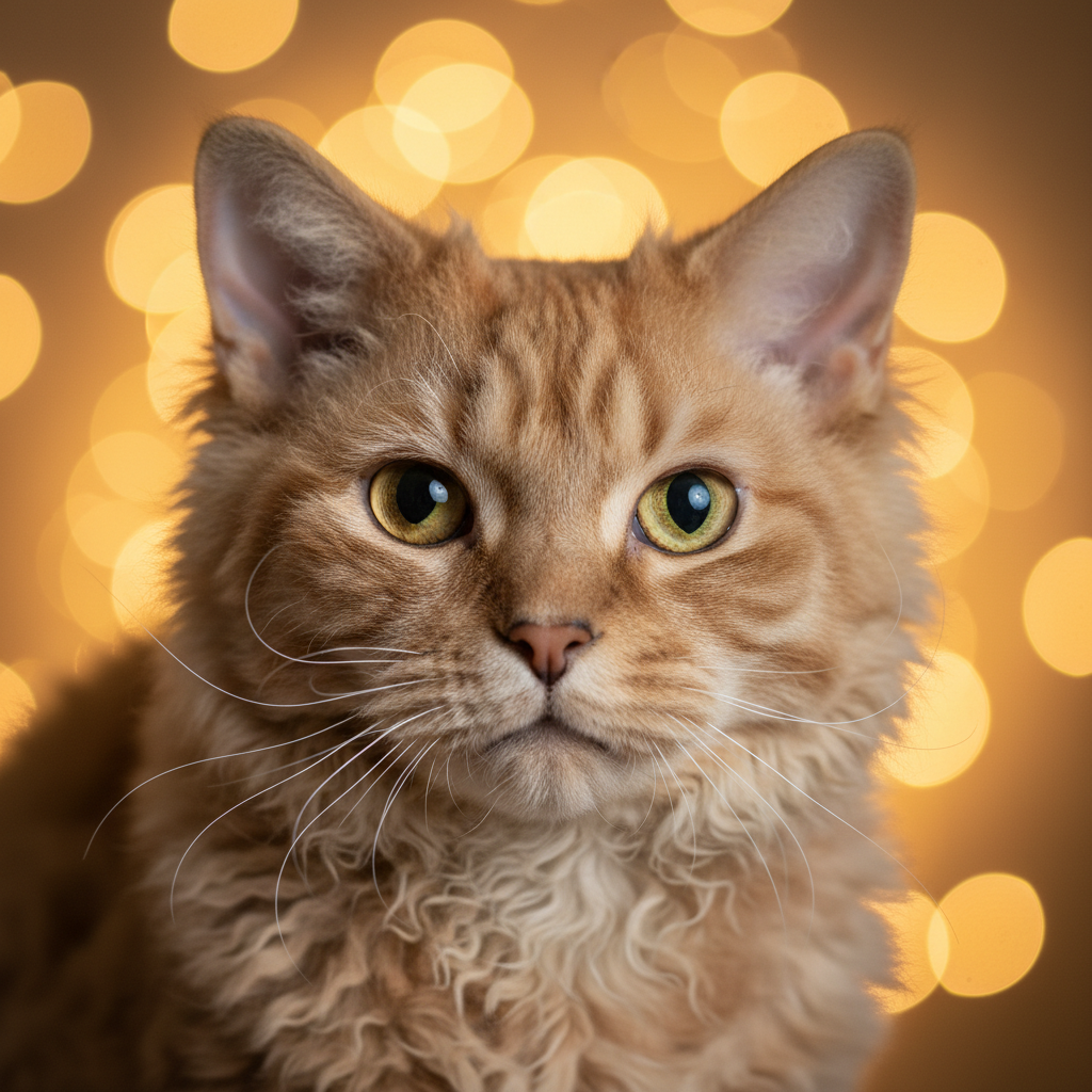 Selkirk Rex cat portrait