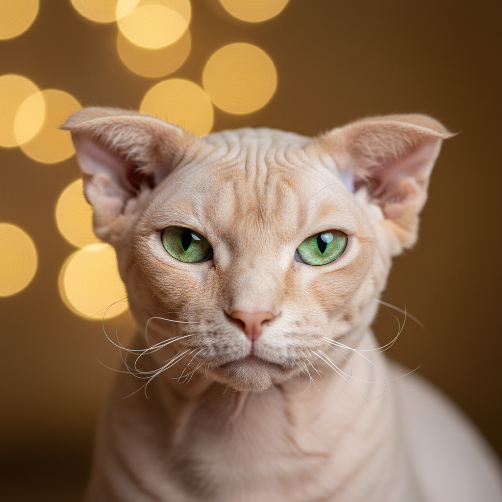 Ukrainian Levkoy cat portrait